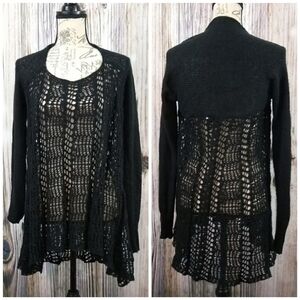 𝅺Simply Noelle Black Open Crochet Knit Sweater